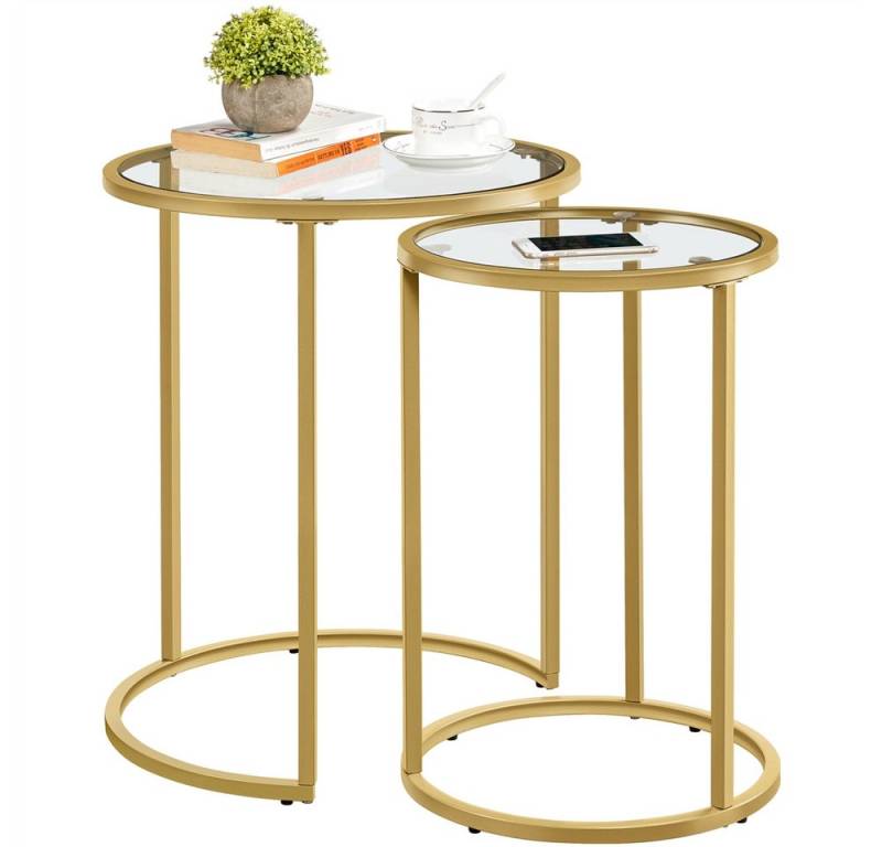 Yaheetech Beistelltisch 2er Set Satztische rund, Glas, 49,5x59cm DxH von Yaheetech