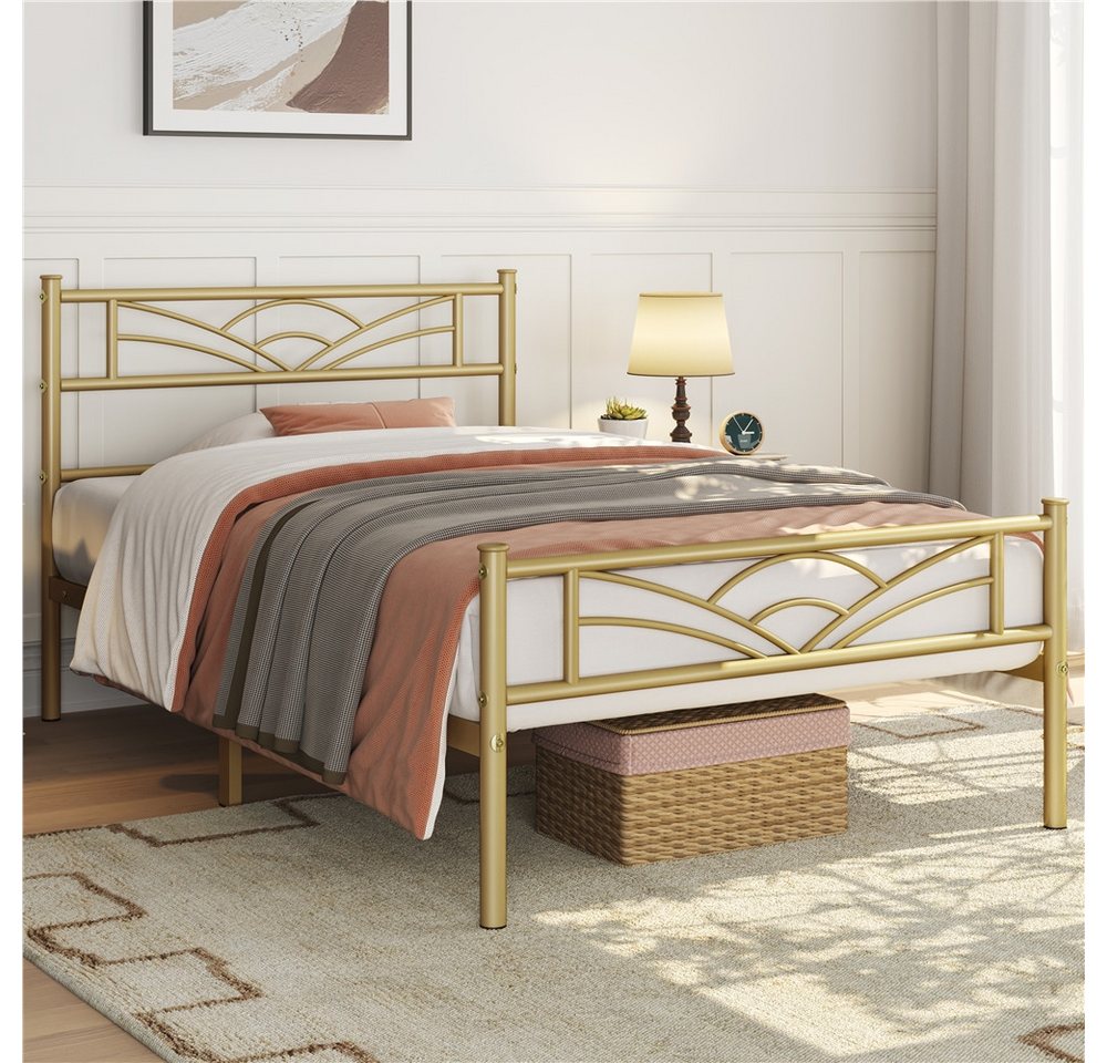 Yaheetech Bettgestell Metallbett, Bettrahmen mit Kopfteil, Doppel/Einzelbett 90x190/90x200/140x200cm Yaheetech Bettgestell Metallbett, Bettrahmen mit Kopfteil, Doppel/Einzelbett 90x190/90x200/140x200cm von Yaheetech