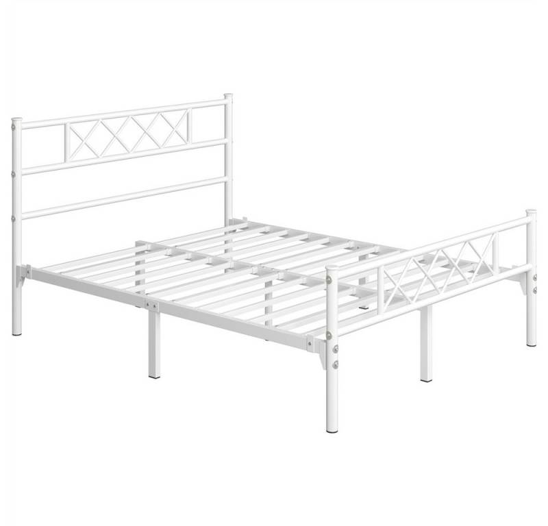 Yaheetech Bettgestell Metallbett mit Lattenrost, Bettrahmen mit Kopfteil, für Schlafzimmer, 90/140 cm (B) Yaheetech Bettgestell Metallbett mit Lattenrost, Bettrahmen mit Kopfteil, für Schlafzimmer, 90/140 cm (B) von Yaheetech
