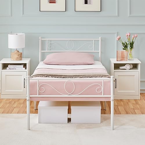 Yaheetech Bettrahmen 90 x 200 cm Metallbett mit Lattenrost Einzelbett/Doppelbett Gästebett Jugendbett mit Kopfteil für Schlafzimmer Gästezimmer Weiß Yaheetech Bettrahmen 90 x 200 cm Metallbett mit Lattenrost Einzelbett/Doppelbett Gästebett Jugendbett mit Kopfteil für Schlafzimmer Gästezimmer Weiß von Yaheetech
