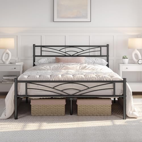 Yaheetech Bettrahmen Metallbett Gästebett Bettgestell aus Metall, Modern Jugendbett mit Lattenrost, für Schlafzimmer Gästezimmer 140 x 200 cm/Schwarz Yaheetech Bettrahmen Metallbett Gästebett Bettgestell aus Metall, Modern Jugendbett mit Lattenrost, für Schlafzimmer Gästezimmer 140 x 200 cm/Schwarz von Yaheetech