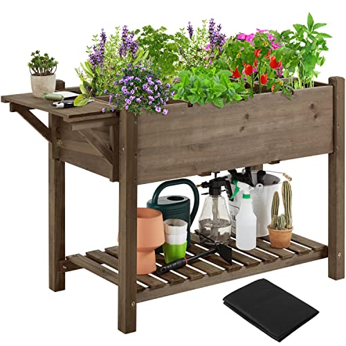 Yaheetech Blumenkasten mit klappbare Tischplatte, Pflanzkasten mit 8 geteilten Fächern, Hochbeete-Kit Frühbeet für Garten/Hinterhof/Veranda, Kräuterbeet Anzuchtbeet zum Bepflanzen 123,5 x 54 x 80 cm von Yaheetech