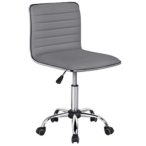 Yaheetech Bürostuhl ohne Armlehne, ergonomischer Schreibtischstuhl, höhenverstellbarer Drehstuhl, 360° drehbar Arbeitsstuhl, aus Kunstleder, für Arbeitszimmer Home Office Chair von Yaheetech