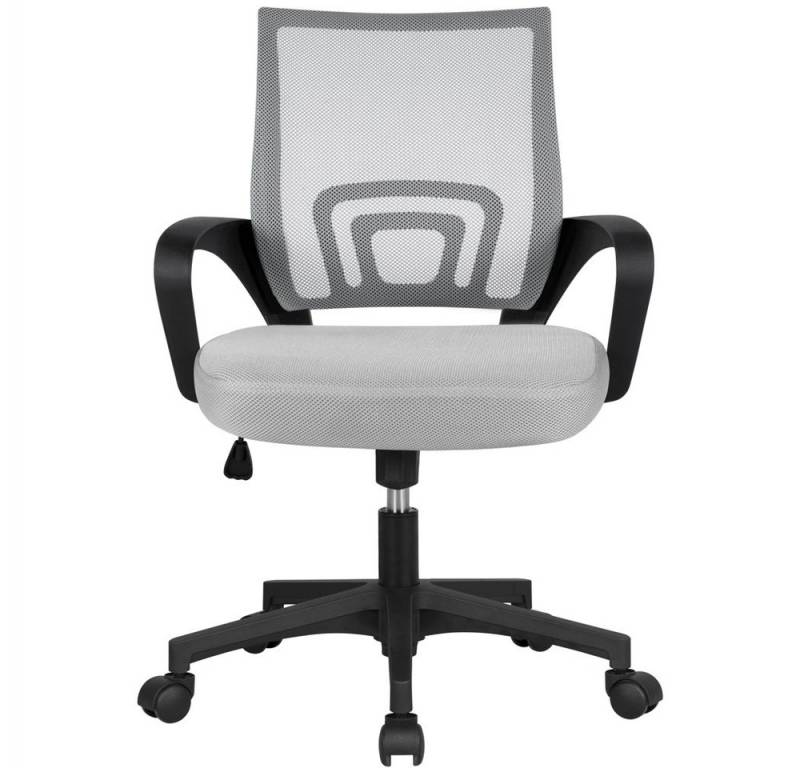 Yaheetech Bürostuhl Höhenverstellbarer Drehstuhl mit Schaukelfunktion, ergonomischer Schreibtischstuhl Arbeitsstuhl mit Netzrückenlehne von Yaheetech