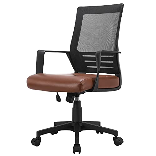 Yaheetech Bürostuhl Drehstuhl, ergonomischer Schreibtischstuhl aus Kunstleder, Chefsessel mit Netzrücken, Büromöbel Höhenverstellung und Wippfunktion von Yaheetech