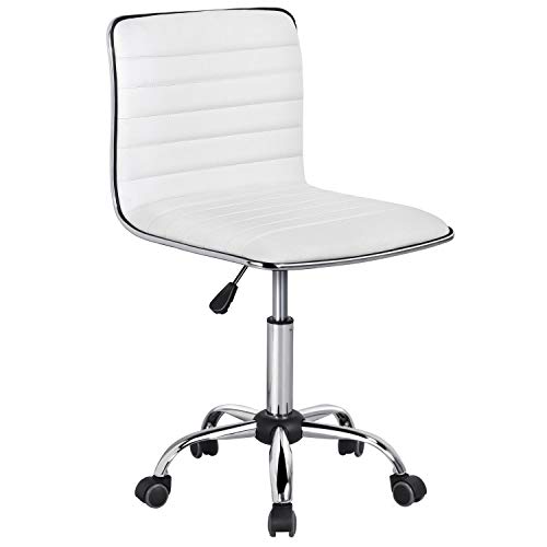 Yaheetech Bürostuhl, ergonomischer schreibtischstuhl, Drehstuhl ohne Armlehne, Chefsessel mit Laufrollen, aus Kunstleder, höhenverstellbarer, 360° frei Drehbar von Yaheetech