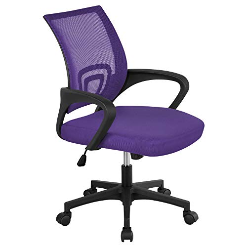 Yaheetech Bürostuhl Drehstuhl ergonomischer Schreibtischstuhl höhenverstellbar Chefsessel mit Rollen Große Sitzfläche (Blau) von Yaheetech