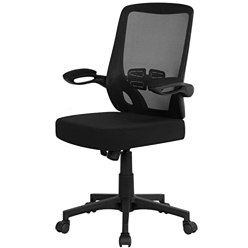 Yaheetech Bürostuhl ergonomisch, Schreibtischstuhl mit hochklappbaren Armlehnen, Drehstuhl mit Rollen, Gaming Stuhl Racing Stuhl, Wippfunktion von Yaheetech