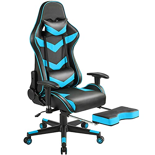 Yaheetech Bürostuhl Gaming Stuhl Chefsessel,ergonomischer Drehstuhl, Höhenverstellbarer Schreibtischstuhl, PC Stuhl mit Fußstütze, hohe Rückenlehne mit einstellbaren Armlehnen Neonblau Yaheetech Bürostuhl Gaming Stuhl Chefsessel,ergonomischer Drehstuhl, Höhenverstellbarer Schreibtischstuhl, PC Stuhl mit Fußstütze, hohe Rückenlehne mit einstellbaren Armlehnen Neonblau von Yaheetech