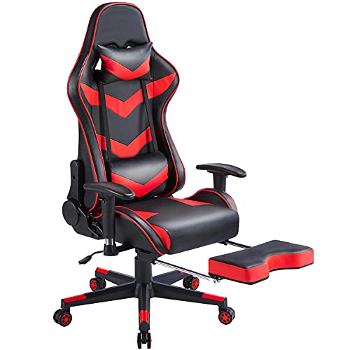 Yaheetech Bürostuhl Gaming Stuhl mit Fußstütze, ergonomischer Gamer mit Lordosenstütze, Racing , Höhenverstellbarer Schreibtischstuhl, hohe Rückenlehne mit einstellbaren Armlehnen, Rot Yaheetech Bürostuhl Gaming Stuhl mit Fußstütze, ergonomischer Gamer mit Lordosenstütze, Racing , Höhenverstellbarer Schreibtischstuhl, hohe Rückenlehne mit einstellbaren Armlehnen, Rot von Yaheetech