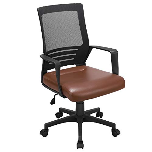 Yaheetech Bürostuhl Schreibtischstuhl Drehstuhl Computerstuhl Office Chair mit ergonomischem Design Kunstleder und Mesh mit Rollen höhenverstellbar von Yaheetech