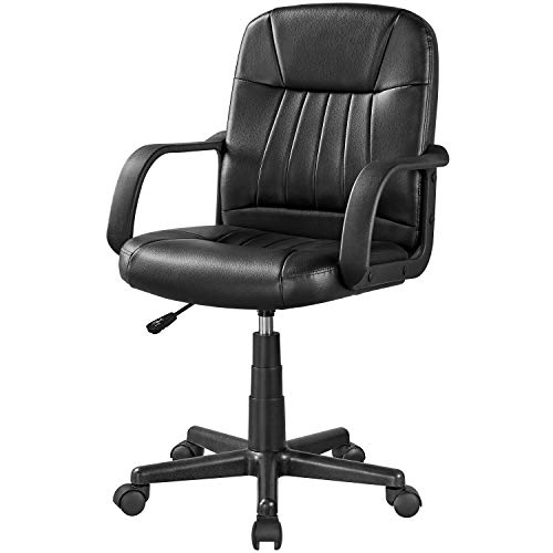 Yaheetech Bürostuhl Schreibtischstuhl ergonomischer Drehstuhl Kunstleder drehbar höhenverstellbar mit Rollen Schwarz von Yaheetech