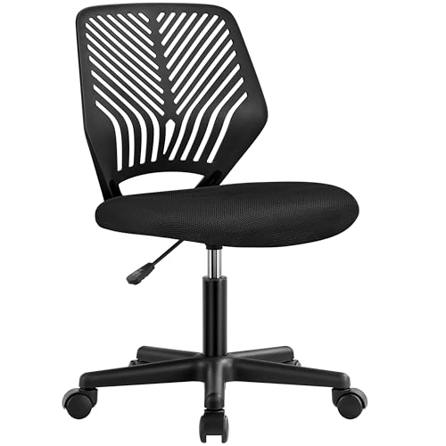 Yaheetech Bürostuhl Schreibtischstuhl ohne Armlehnen Drehstuhl mit Rücklehne Arbeitsstuhl höhenverstellbar 136 kg belastbar 50 x 55 x 79-92 cm Schwarz von Yaheetech