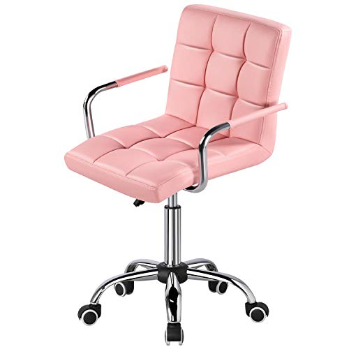 Yaheetech Bürostuhl mit Armlehne Chefsessel mit Kunstlederbezug Office Stuhl Chair Polsterung Chefsessel mit Laufrollen Drehstuhl verstellbar für Büro/Wohnzimmer von Yaheetech
