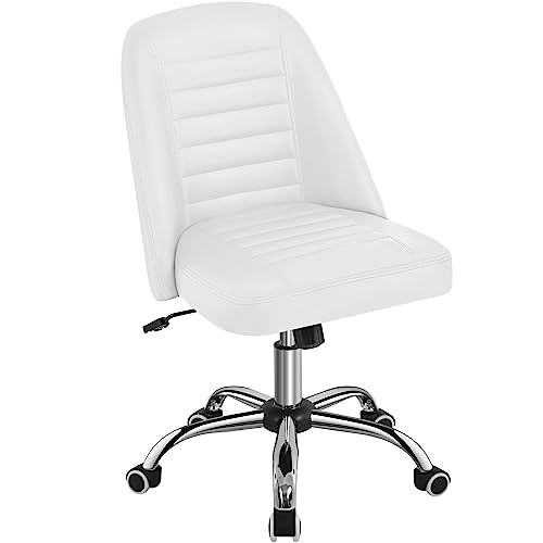 Yaheetech Bürostuhl ohne Armlehne Schreibtischstuhl Drehstuhl mit Rollen ergonomischer Schreibtischsessel höhenverstellbar Arbeitshocker Schminkstuhl Kunstleder Weiß Yaheetech Bürostuhl ohne Armlehne Schreibtischstuhl Drehstuhl mit Rollen ergonomischer Schreibtischsessel höhenverstellbar Arbeitshocker Schminkstuhl Kunstleder Weiß von Yaheetech