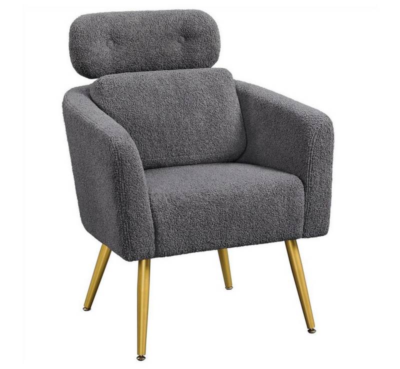 Yaheetech Loungesessel Ohrensessel Relaxsessel, Armlehnensessel mit höhenverstellbarer Kopfstütze Metallbeine von Yaheetech