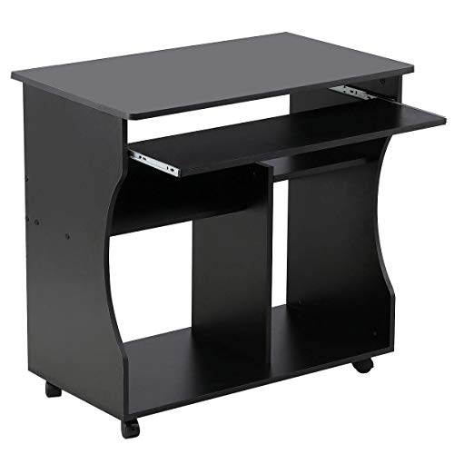 Yaheetech Computertisch mit Tastaturauszug, rollbar Schreibtisch mit Ablagen, Büromöbel, Compuerwagen, Schwarz Yaheetech Computertisch mit Tastaturauszug, rollbar Schreibtisch mit Ablagen, Büromöbel, Compuerwagen, Schwarz von Yaheetech