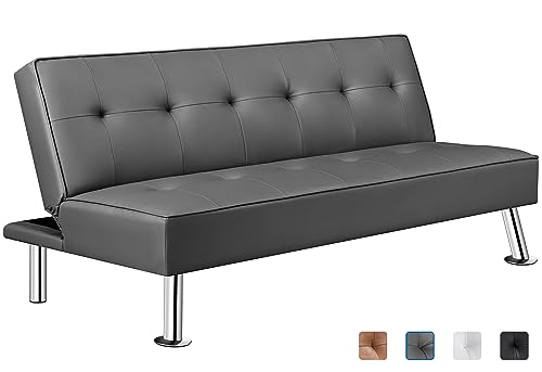 Yaheetech Couch Schlafsofa Klappbett Bettsofa Klappsofa Gästebett Rückenlehne neigbar 105°/140°/180°, 166,5 x 94 x 40 cm, 350 KG belastbar, grau von Yaheetech