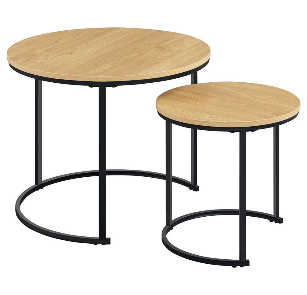 Yaheetech Couchtisch, 2er Set Beistelltisch Sofatisch mit Runder Tischplatte & Metallgestell von Yaheetech