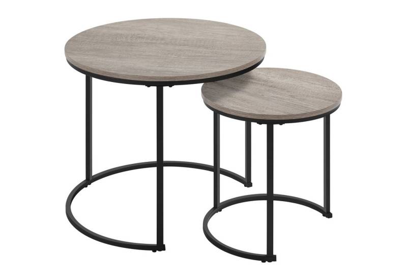 Yaheetech Couchtisch, 2er Set Beistelltisch Sofatisch mit Stahlrahmen Satztische Gray von Yaheetech