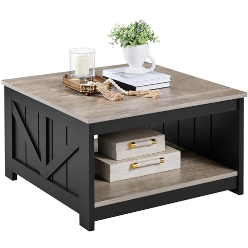 Yaheetech Couchtisch Kaffeetisch Quadratischer Sofatisch Moderner Wohnzimmertisch mit Ablagefach Beistelltisch für Wohnzimmer/Büro, 80 x 80 x 45 cm von Yaheetech