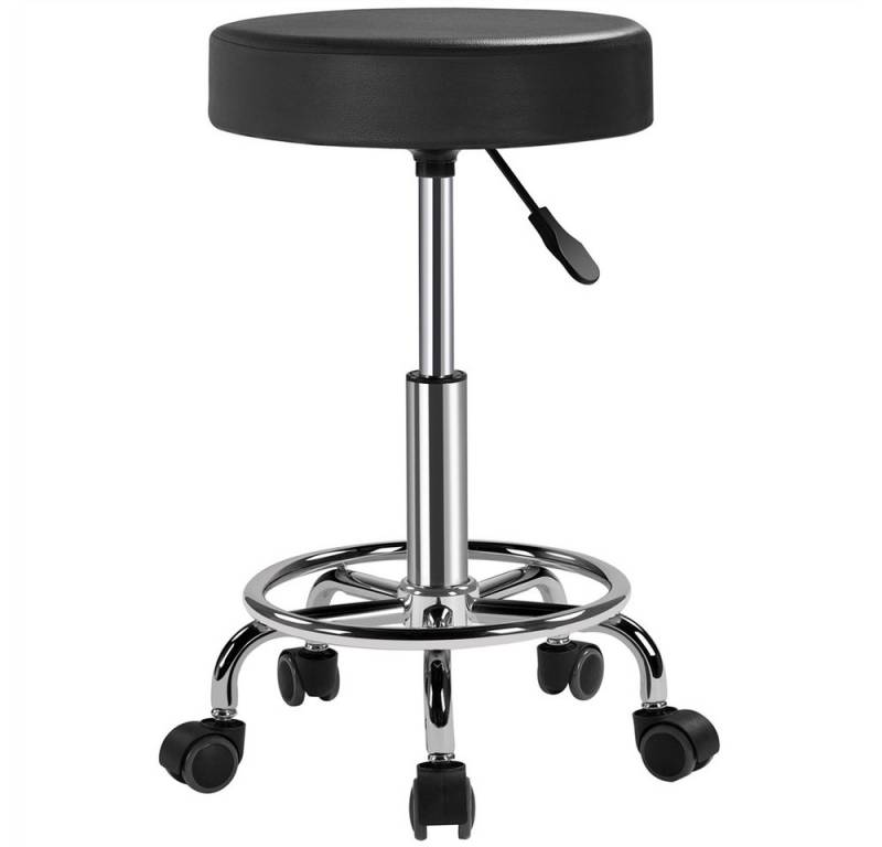 Yaheetech Drehhocker Barhocker Höhenverstellbarer Barstuhl mit Rollen, 50,5 cm – 65 cm H Arbeitshocker mit Drehbarer Sitzfläche von Yaheetech