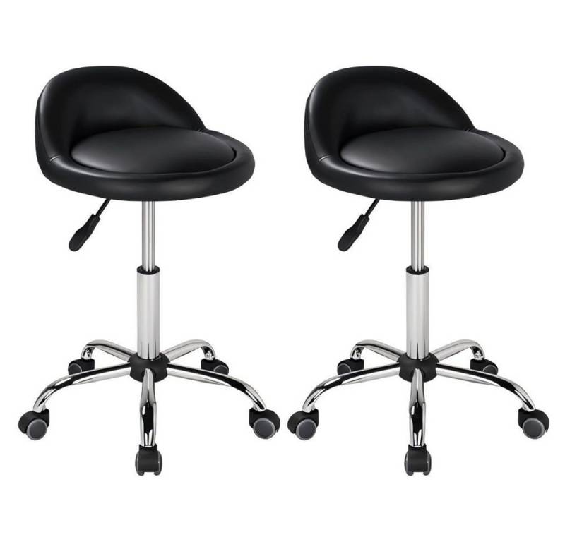 Yaheetech Drehhocker Barhocker mit 5 Rollen (2 St), 2er-Arbeitshocker 55,5 cm – 70 cm Höhenverstellbar & 360° Drehbar von Yaheetech