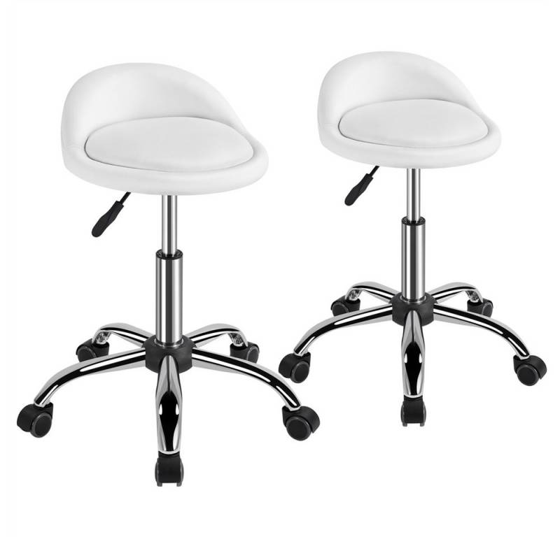 Yaheetech Drehhocker Barhocker mit 5 Rollen (2 St), 2er-Arbeitshocker 55,5 cm – 70 cm Höhenverstellbar & 360° Drehbar von Yaheetech