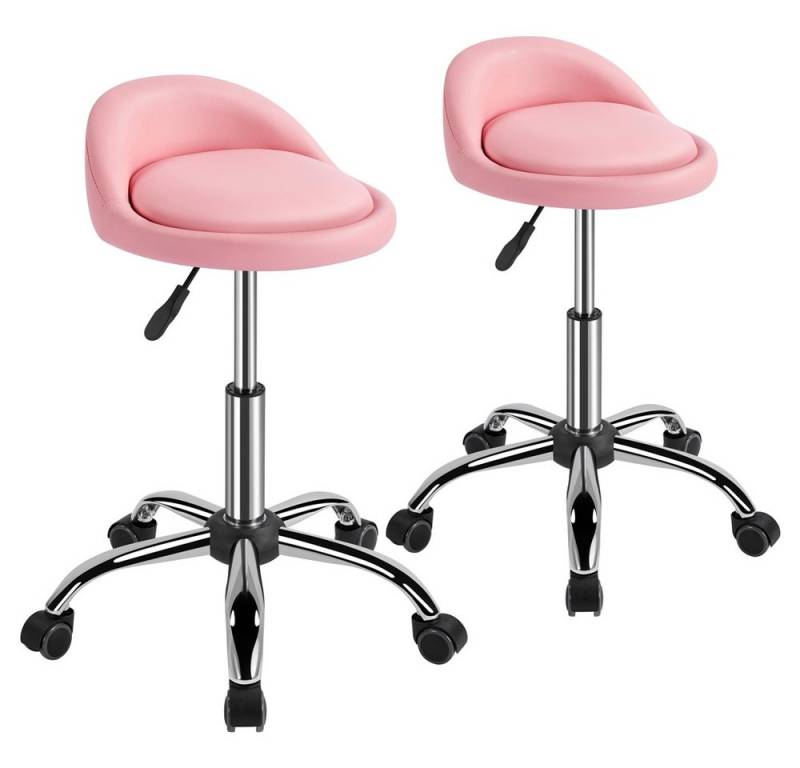 Yaheetech Drehhocker Barhocker mit 5 Rollen (2 St), 2er-Arbeitshocker 55,5 cm – 70 cm Höhenverstellbar & 360° Drehbar von Yaheetech