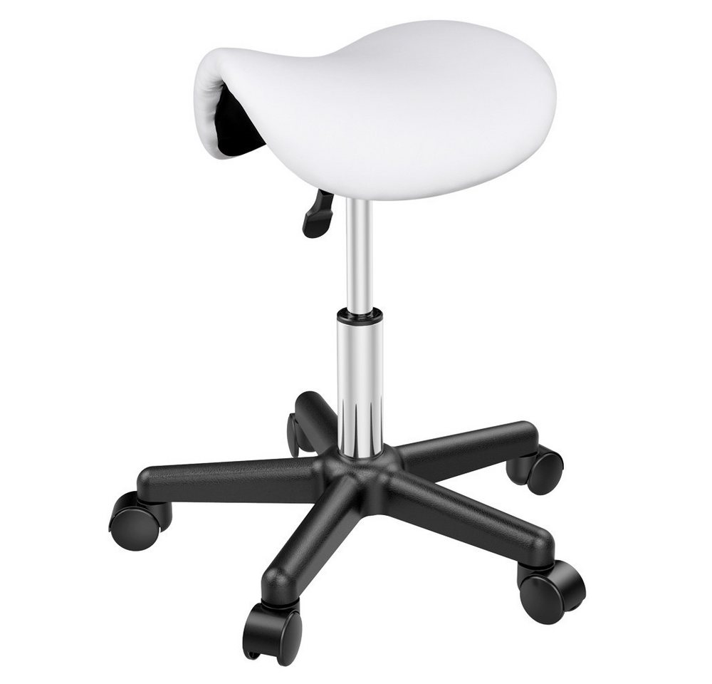 Yaheetech Drehhocker Höhenverstellbarer Sattelhocker mit 5 Rollen (1 St), Moderner Rollhocker Praxishocker von Yaheetech