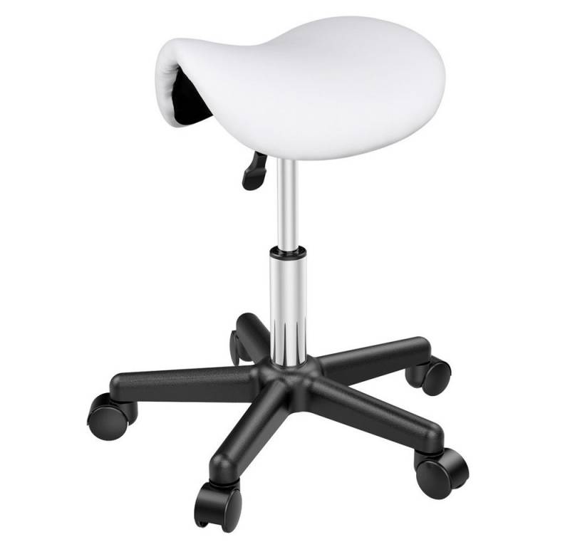 Yaheetech Drehhocker Höhenverstellbarer Sattelhocker mit 5 Rollen (1 St), Moderner Rollhocker Praxishocker von Yaheetech