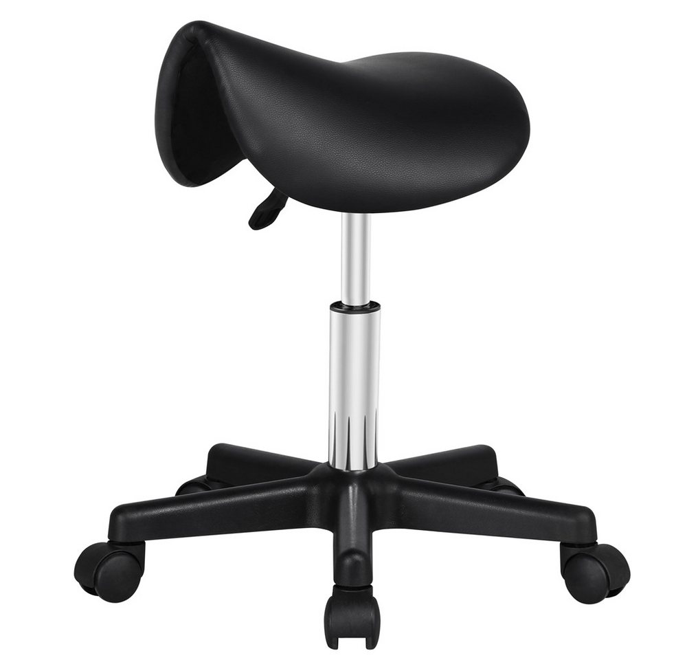 Yaheetech Drehhocker Höhenverstellbarer Sattelhocker mit 5 Rollen (1 St), Moderner Rollhocker Praxishocker von Yaheetech