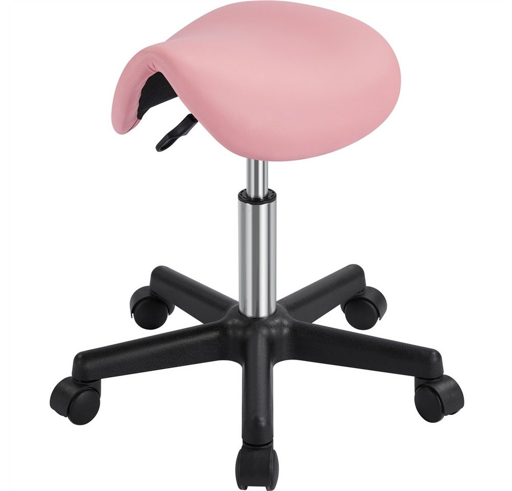 Yaheetech Drehhocker Höhenverstellbarer Sattelhocker mit 5 Rollen (1 St), Moderner Rollhocker Praxishocker von Yaheetech