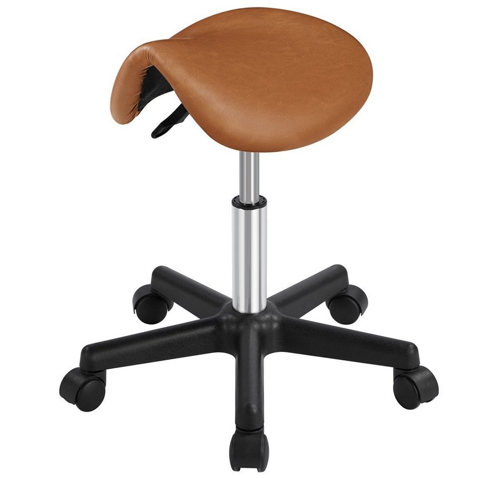 Yaheetech Drehhocker Höhenverstellbarer Sattelhocker mit 5 Rollen (1 St), Moderner Rollhocker Praxishocker von Yaheetech