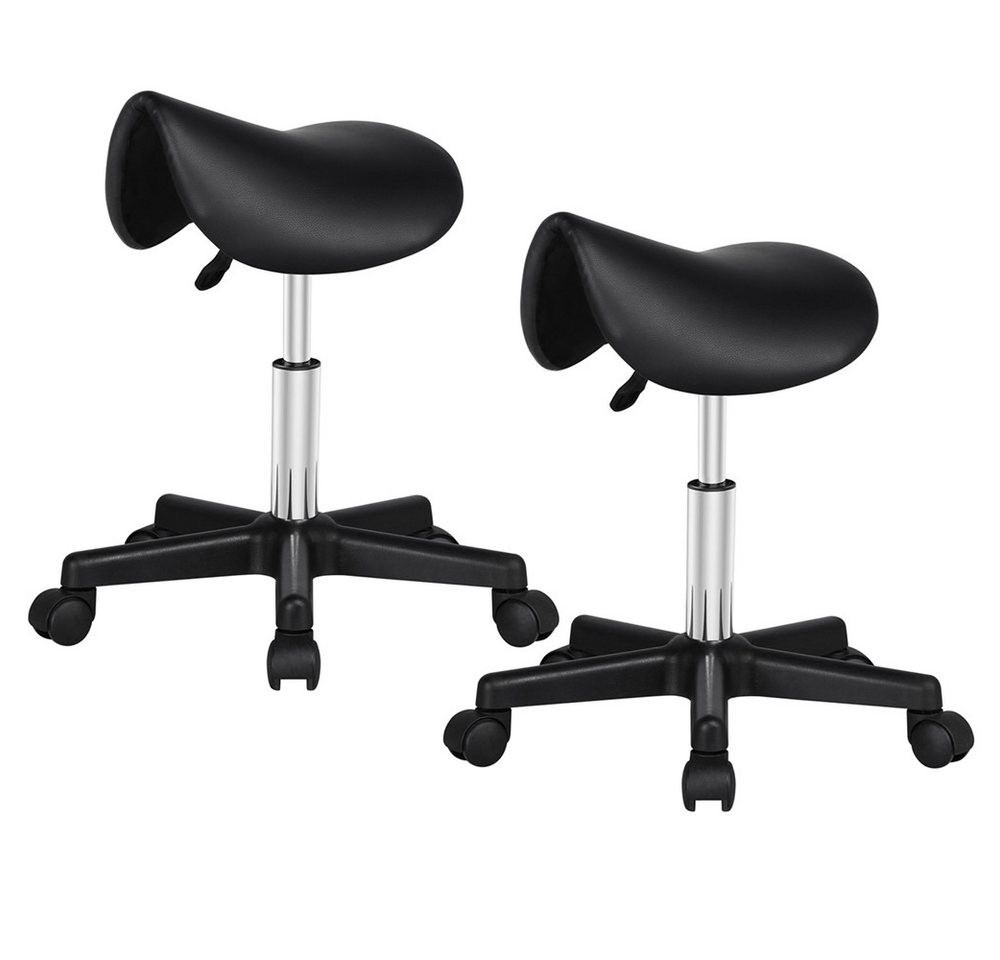 Yaheetech Drehhocker Höhenverstellbarer Sattelhocker mit 5 Rollen (2 St), Moderner 2er-Rollhocker Praxishocker von Yaheetech