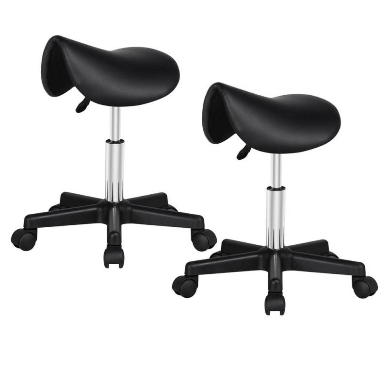 Yaheetech Drehhocker Höhenverstellbarer Sattelhocker mit 5 Rollen (2 St), Moderner 2er-Rollhocker Praxishocker von Yaheetech