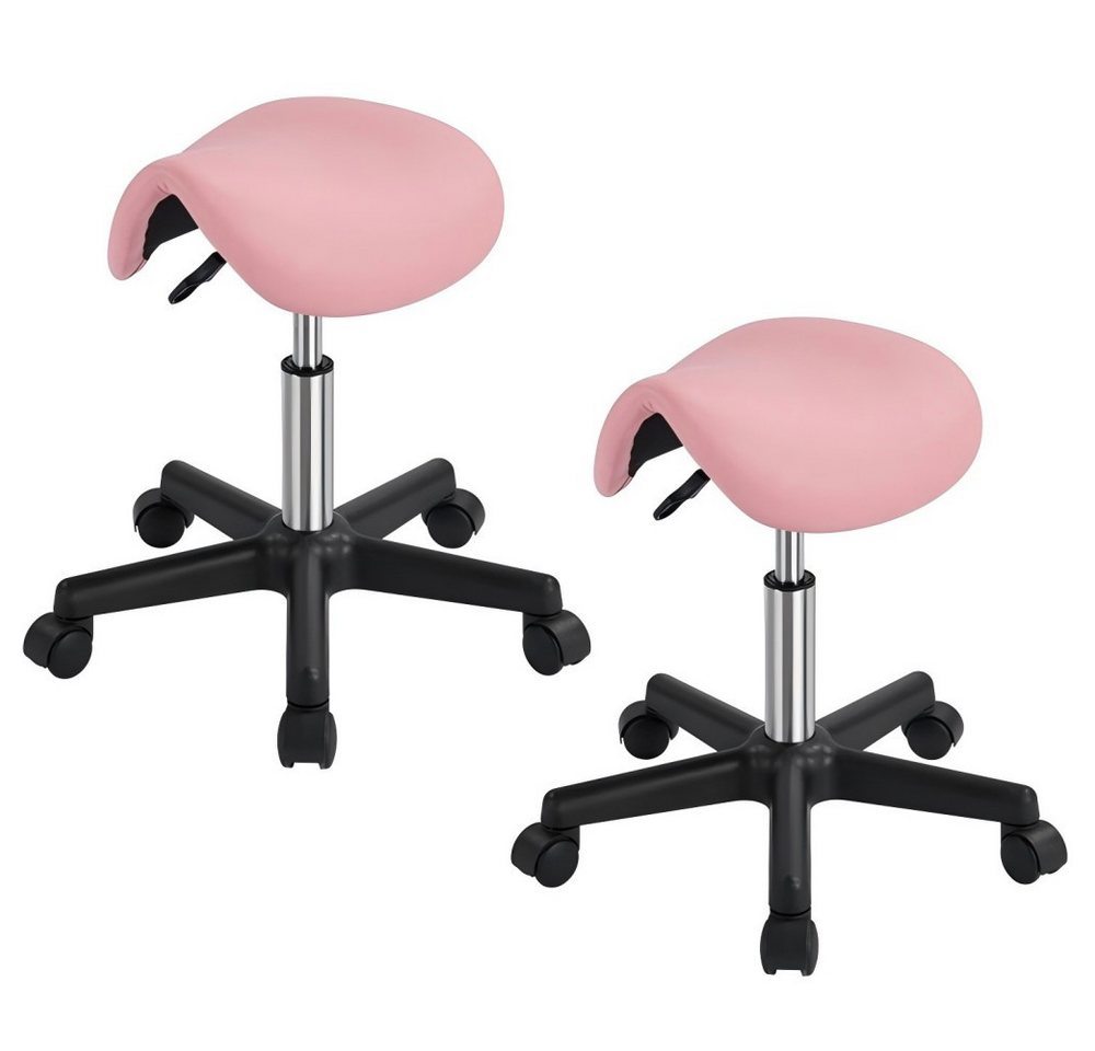 Yaheetech Drehhocker Höhenverstellbarer Sattelhocker mit 5 Rollen (2 St), Moderner 2er-Rollhocker Praxishocker von Yaheetech