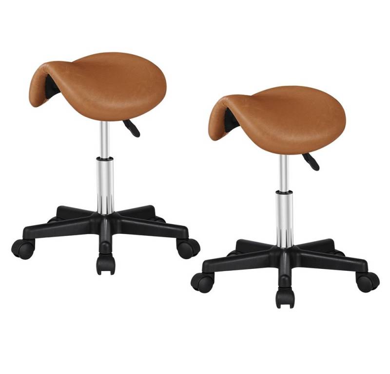 Yaheetech Drehhocker Höhenverstellbarer Sattelhocker mit 5 Rollen (2 St), Moderner 2er-Rollhocker Praxishocker von Yaheetech