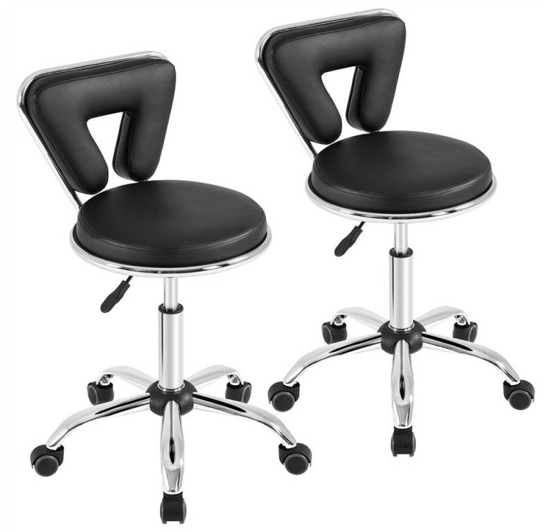 Yaheetech Drehhocker Moderner Barhocker (2 St), 2er-Rollhocker mit Rückenlehne Höhenverstellbar 46,5-61cm von Yaheetech