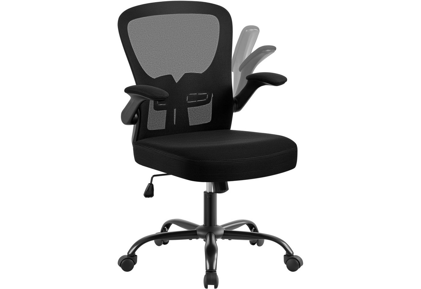 Yaheetech Drehstuhl, ergonomisch, mit klappbaren Armlehnen, Netzbespannung von Yaheetech