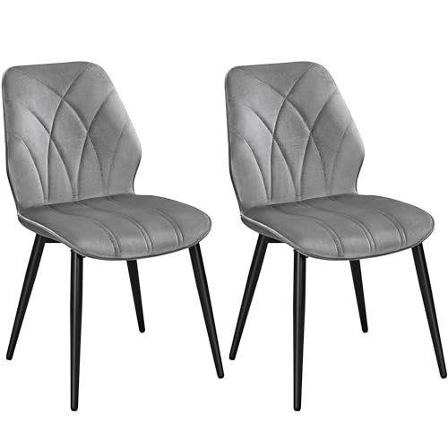 Yaheetech Esszimmerstühle 2er Set Küchenstühle gepolstert Metallbeine bis 136 KG Belastbar Polsterstuhl für Küche/Esszimmer/Schlafzimmer/Restaurant Hellgrau/Polyester von Yaheetech