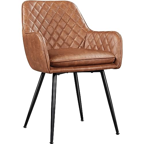 Yaheetech Esszimmerstühle mit Armlehne Sessel für Wohnzimmer/Esszimmer Polsterstuhl Küchenstuhl Bezug aus Kunstleder Sitzhöhe ca.51 cm, bis 120 kg belastbar, braun von Yaheetech