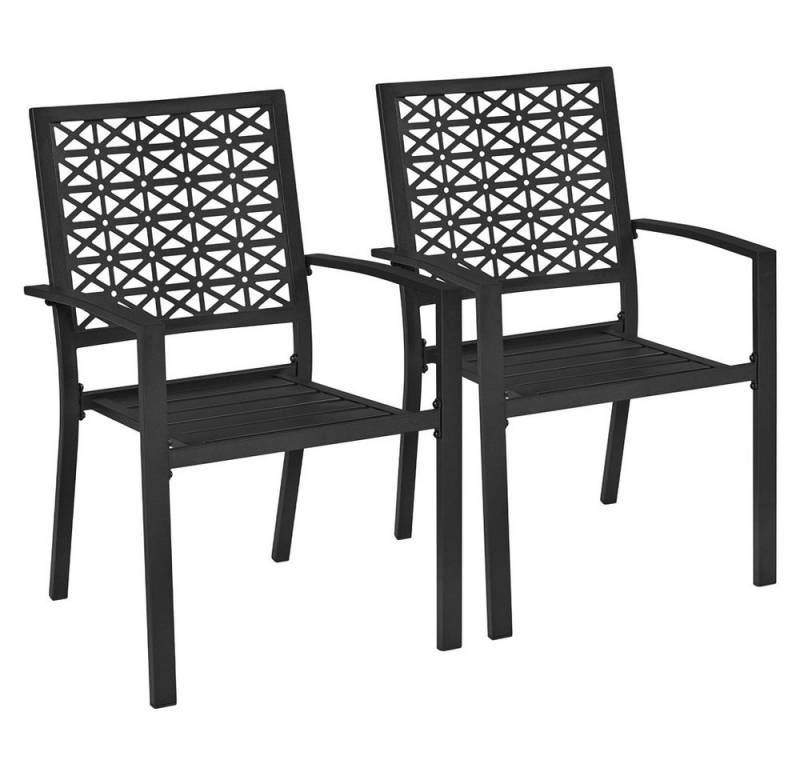 Yaheetech Esszimmerstuhl, 2-er Set Metallstuhl Outdoor-Esszimmerstuhl bis 136 KG Belastbar von Yaheetech