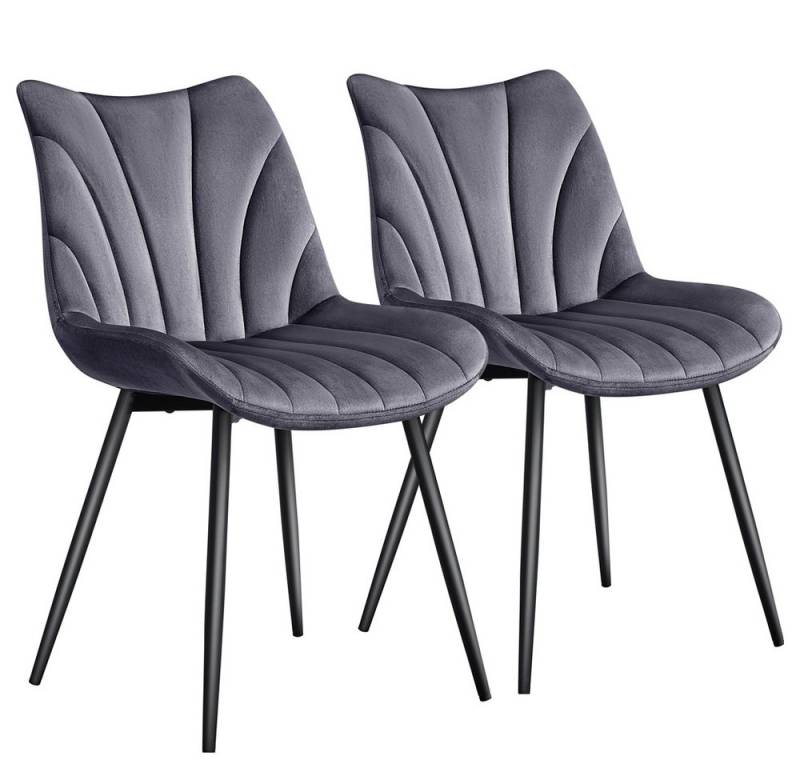 Yaheetech Esszimmerstuhl Gepolsterte Küchenstühle mit Metallbeinen (2 St), 2er-Set Beistellstühle mit Vertikal Gestepptem Design von Yaheetech
