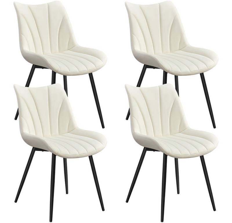 Yaheetech Esszimmerstuhl Gepolsterte Küchenstühle mit Metallbeinen (4 St), 4er-Set Beistellstühle mit Vertikal Gestepptem Design von Yaheetech