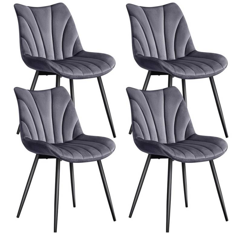 Yaheetech Esszimmerstuhl Gepolsterte Küchenstühle mit Metallbeinen (4 St), 4er-Set Beistellstühle mit Vertikal Gestepptem Design von Yaheetech