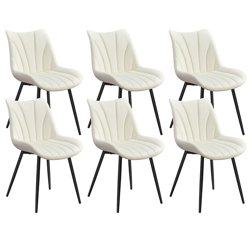 Yaheetech Esszimmerstuhl Gepolsterte Küchenstühle mit Metallbeinen (6 St), 6er-Set Beistellstühle mit Vertikal Gestepptem Design von Yaheetech
