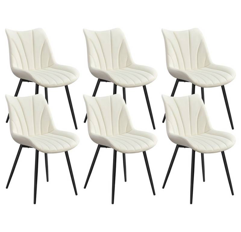 Yaheetech Esszimmerstuhl Gepolsterte Küchenstühle mit Metallbeinen (6 St), 6er-Set Beistellstühle mit Vertikal Gestepptem Design von Yaheetech