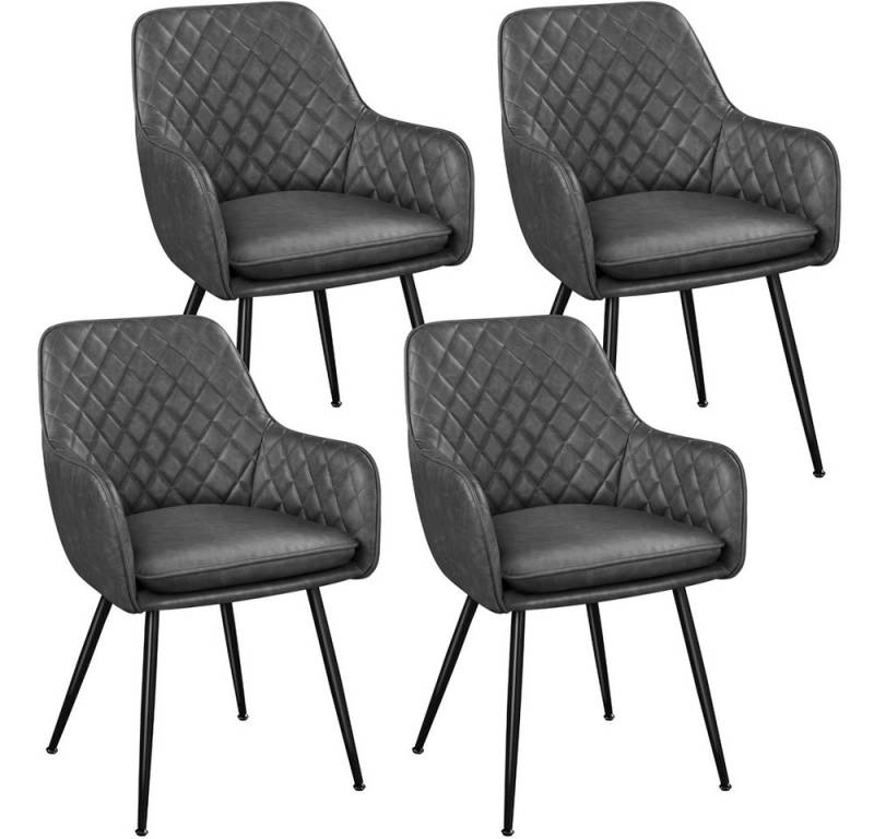 Yaheetech Esszimmerstuhl Küchenstühle (4 St), Stuhl-Set Polsterstühle mit Armlehnen und Metallbeine von Yaheetech