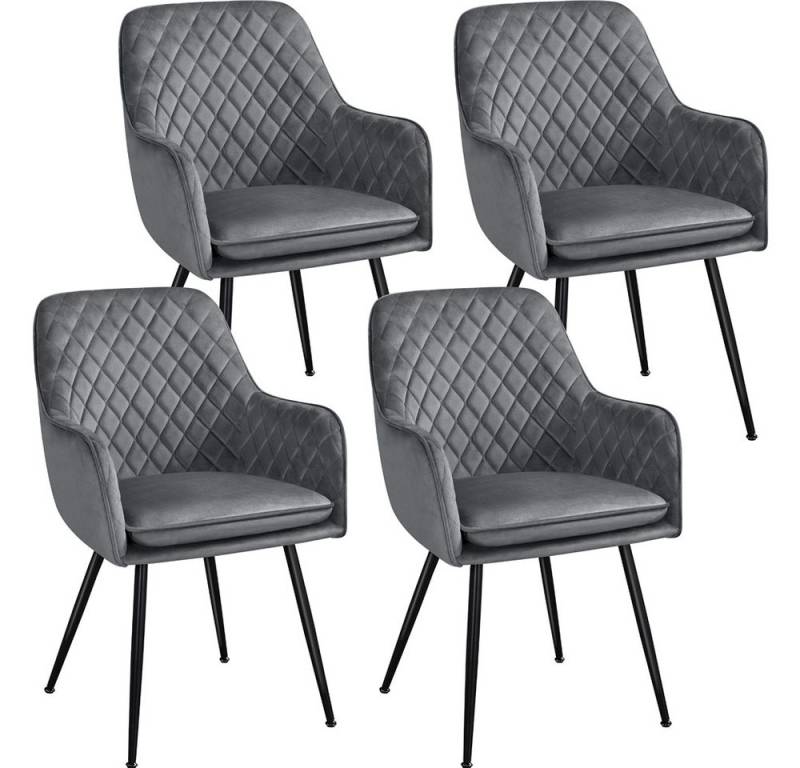 Yaheetech Esszimmerstuhl Küchenstühle (4 St), Stuhl-Set Polsterstühle mit Armlehnen und Metallbeine von Yaheetech
